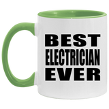 Best Electrician Ever - 11oz Accent Mug Green