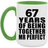 67th Anniversary 67 Years Of Being Mr Perfect - 15oz Accent Mug Green