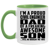 Proud Civil Engineer Dad Of Awesome Son - 11oz Accent Mug Green