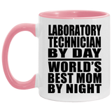 Laboratory Technician By Day World's Best Mom By Night - 11oz Accent Mug Pink