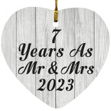7th Anniversary 7 Years As Mr & Mrs 2023 - Heart Ornament F