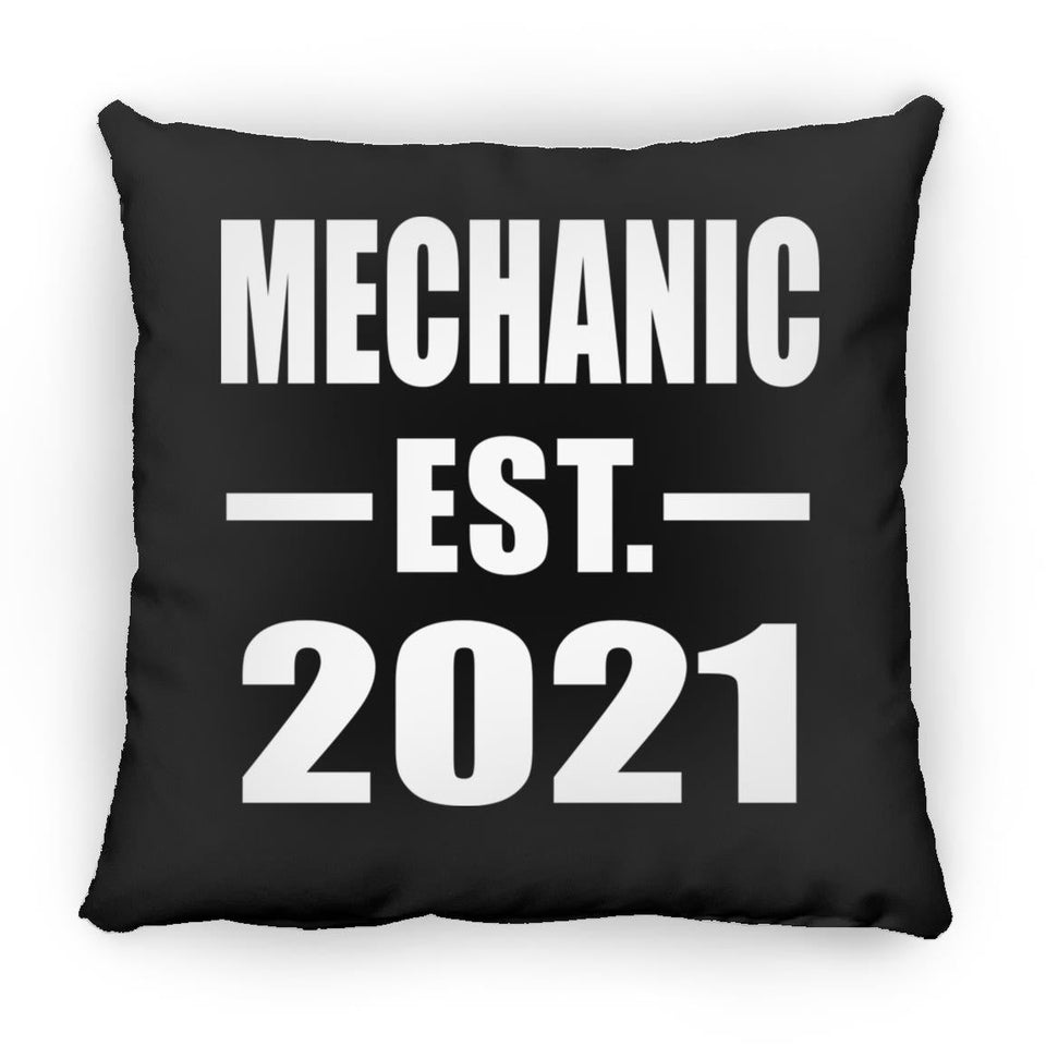 Mechanic Established EST. 2021 - Throw Pillow Black