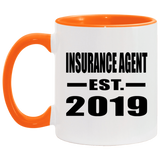 Insurance Agent Established EST. 2019 - 11oz Accent Mug Orange
