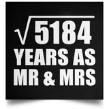 72nd Anniversary Square Root of 5184 Years As Mr & Mrs - Poster Square