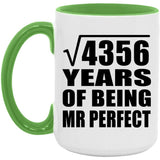 66th Anniversary Square Root of 4356 Years of Mr Perfect - 15oz Accent Mug Green