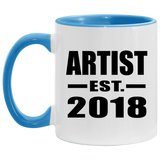 Artist Established EST. 2018 - 11oz Accent Mug Blue