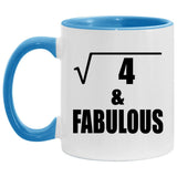 2nd Birthday Square Root of 4 & Fabulous - 11oz Accent Mug Blue