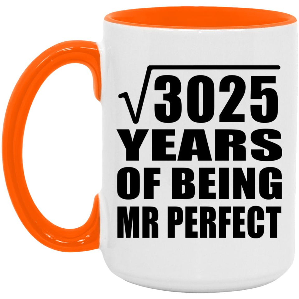 55th Anniversary Square Root of 3025 Years of Mr Perfect - 15oz Accent Mug Orange