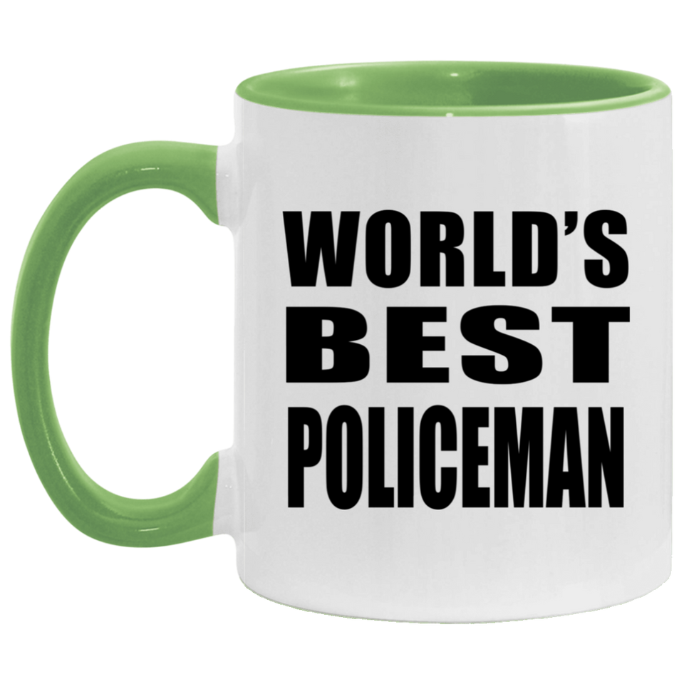 World's Best Policeman - 11oz Accent Mug Green