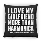 I Love My Girlfriend More Than Harmonica - Throw Pillow Black