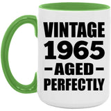 59th Birthday Vintage 1965 Aged Perfectly - 15oz Accent Mug Green