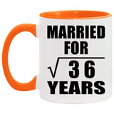 6th Anniversary Married For Square Root of 36 Years - 11oz Accent Mug Orange