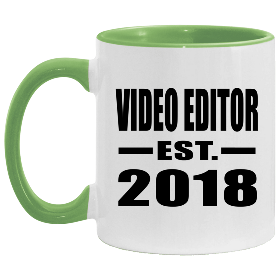 Video Editor Established EST. 2018 - 11oz Accent Mug Green
