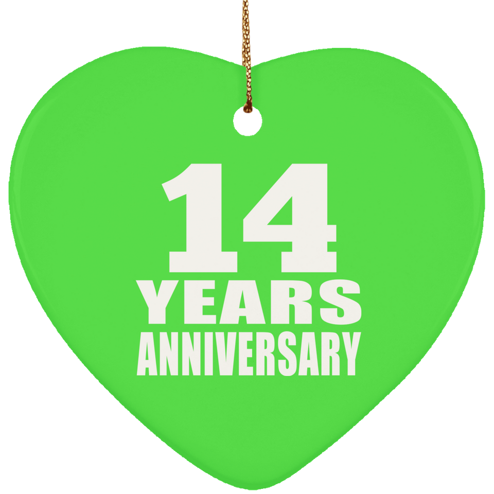14th Anniversary 14 Years - Heart Ornament