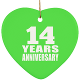 14th Anniversary 14 Years - Heart Ornament