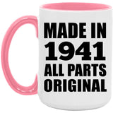 83rd Birthday Made in 1941 All Parts Original - 15oz Accent Mug Pink