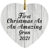 First Christmas As An Amazing Gran 2021 - Heart Ornament F