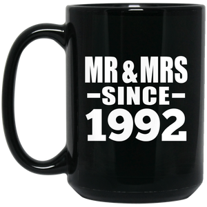32nd Anniversary Mr & Mrs Since 1992 - 15 Oz Coffee Mug Black