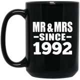 32nd Anniversary Mr & Mrs Since 1992 - 15 Oz Coffee Mug Black