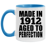 112th Birthday Made In 1912 Aged To Perfection - 11oz Accent Mug Blue