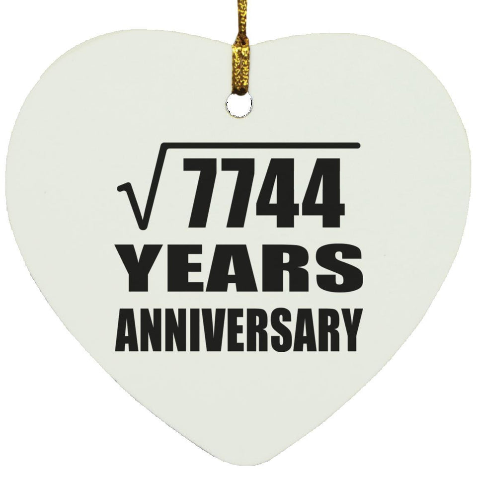 88th Anniversary Square Root of 7744 Years Anniversary - Heart Ornament