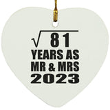 9th Anniversary Square Root of 81 Years As Mr & Mrs 2023 - Heart Ornament