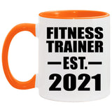 Fitness Trainer Established EST. 2021 - 11oz Accent Mug Orange