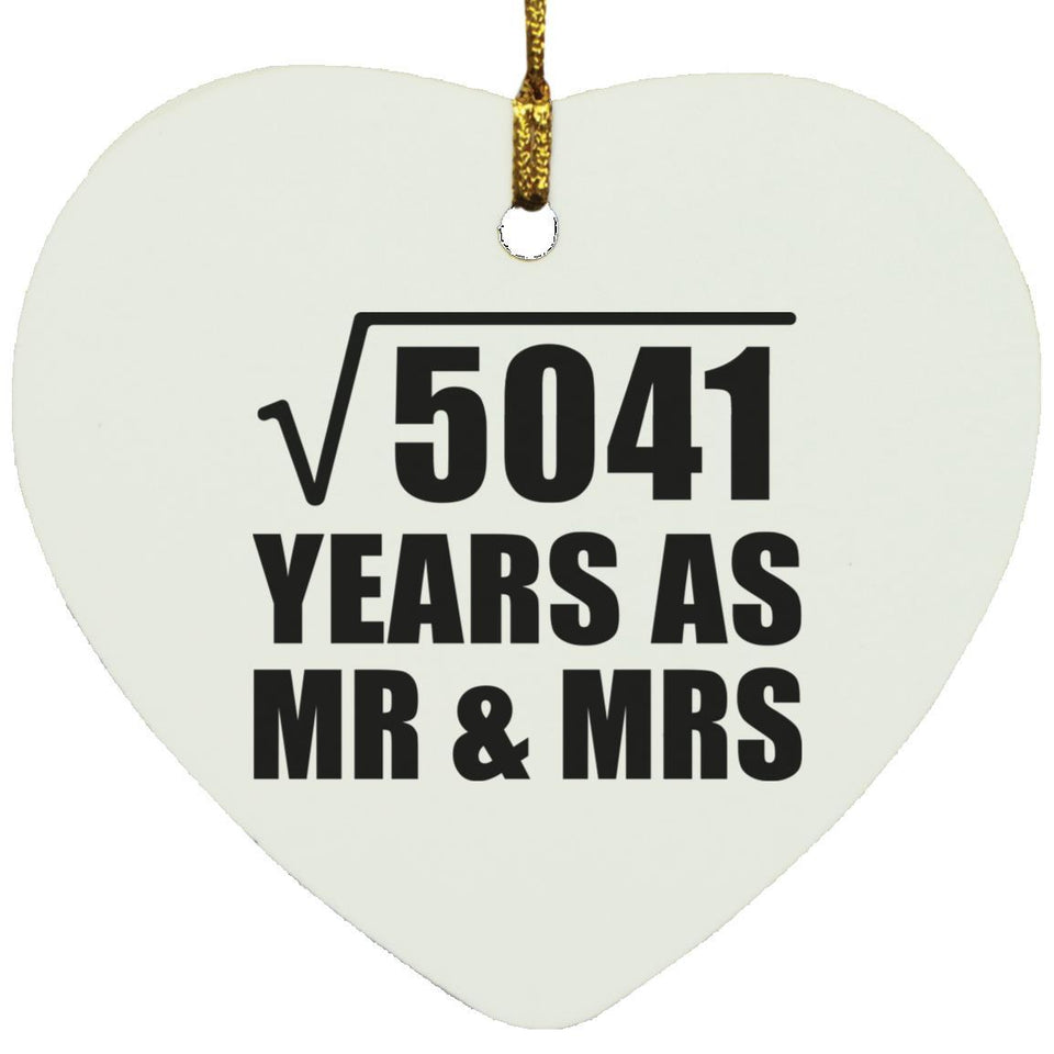 71st Anniversary Square Root of 5041 Years As Mr & Mrs - Heart Ornament