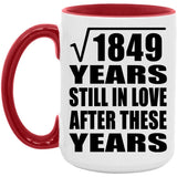 43rd Anniversary Square Root of 1849 Years Still In Love - 15oz Accent Mug Red