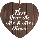First Year As Mr & Mrs Oliver - Heart Ornament D