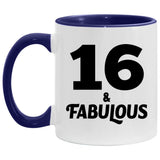 16th Birthday 16 & Fabulous - 11oz Accent Mug Purple