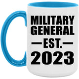 Military General Established EST. 2023 - 15oz Accent Mug Blue