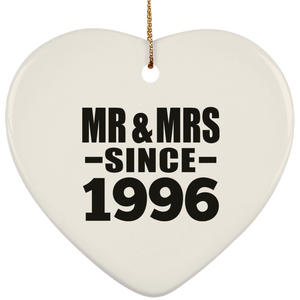 28th Anniversary Mr & Mrs Since 1996 - Heart Ornament