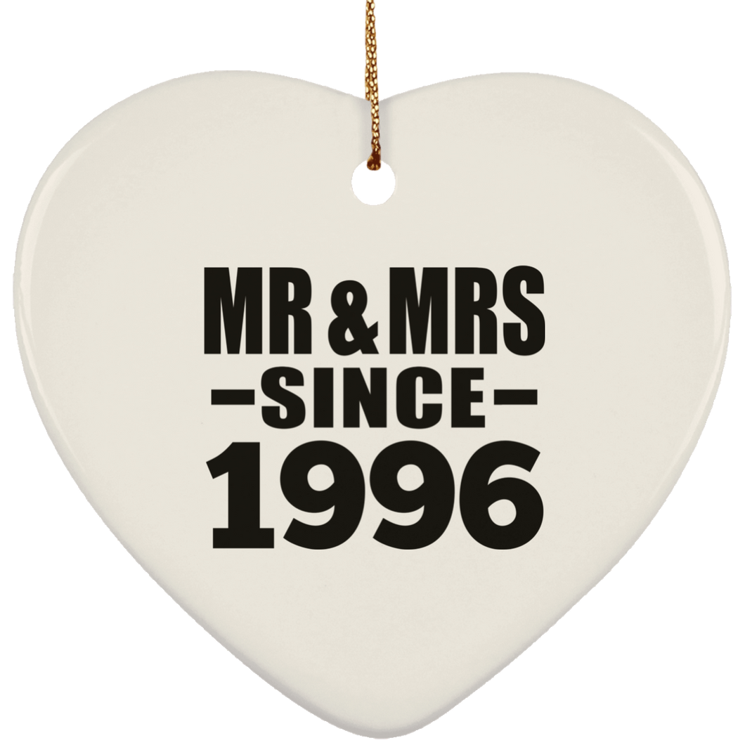 28th Anniversary Mr & Mrs Since 1996 - Heart Ornament