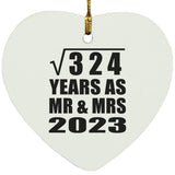 18th Anniversary Square Root of 324 Years As Mr & Mrs 2023 - Heart Ornament