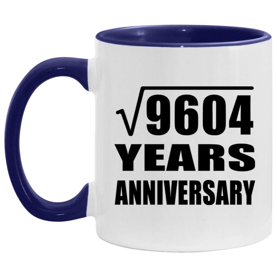 98th Anniversary Square Root of 9604 Years Anniversary - 11oz Accent Mug Purple