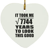 88th Birthday Took Square Root of 7744 Years To Look Good - Heart Ornament