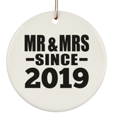 5th Anniversary Mr & Mrs Since 2019 - Circle Ornament
