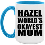 Hazel World's Okayest Mum - 15oz Accent Mug Blue