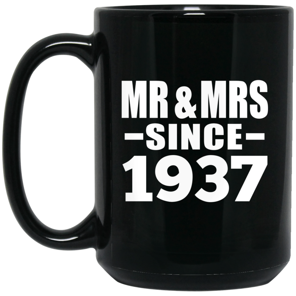 87th Anniversary Mr & Mrs Since 1937 - 15 Oz Coffee Mug Black