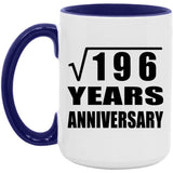 14th Anniversary Square Root of 196 Years Anniversary - 15oz Accent Mug Purple