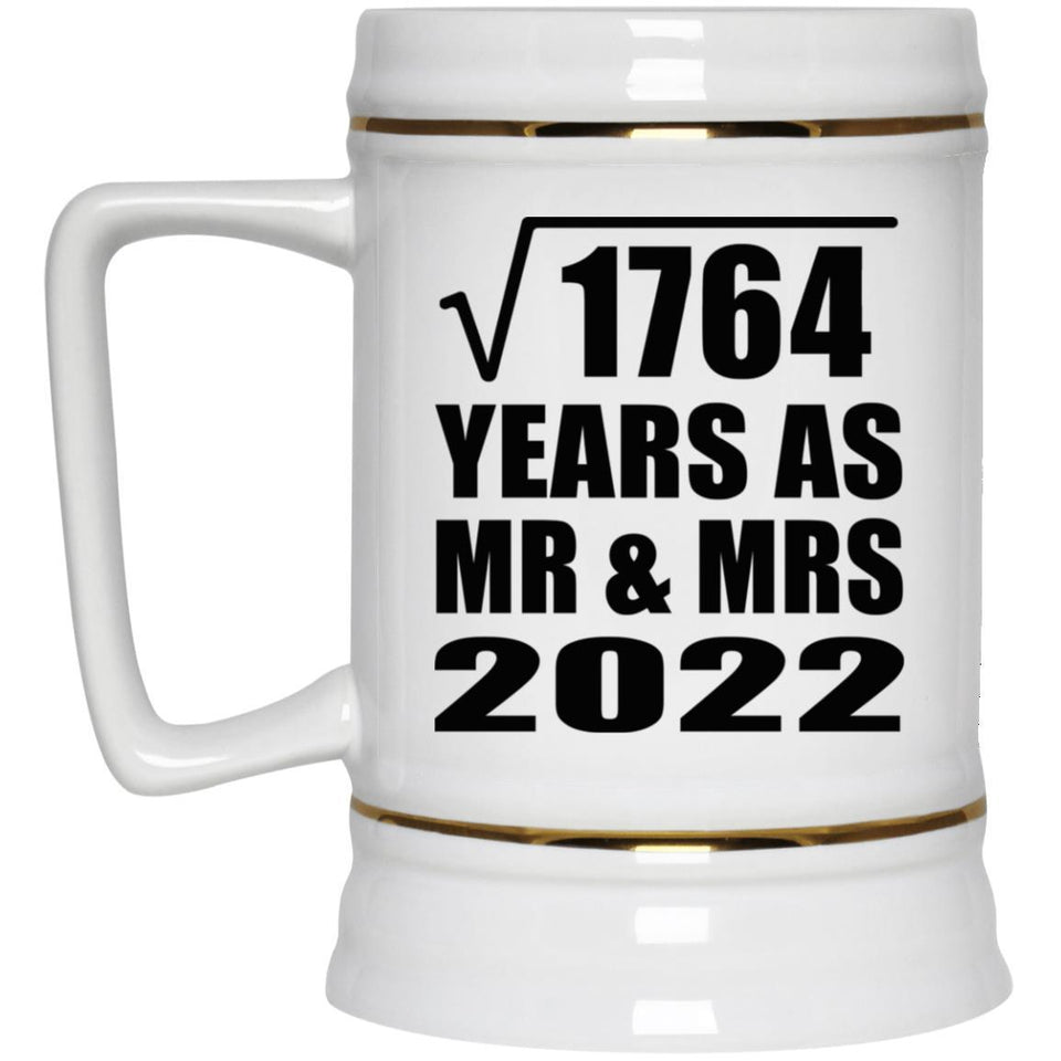 42nd Anniversary Square Root of 1764 Years As Mr & Mrs 2022 - Beer Stein