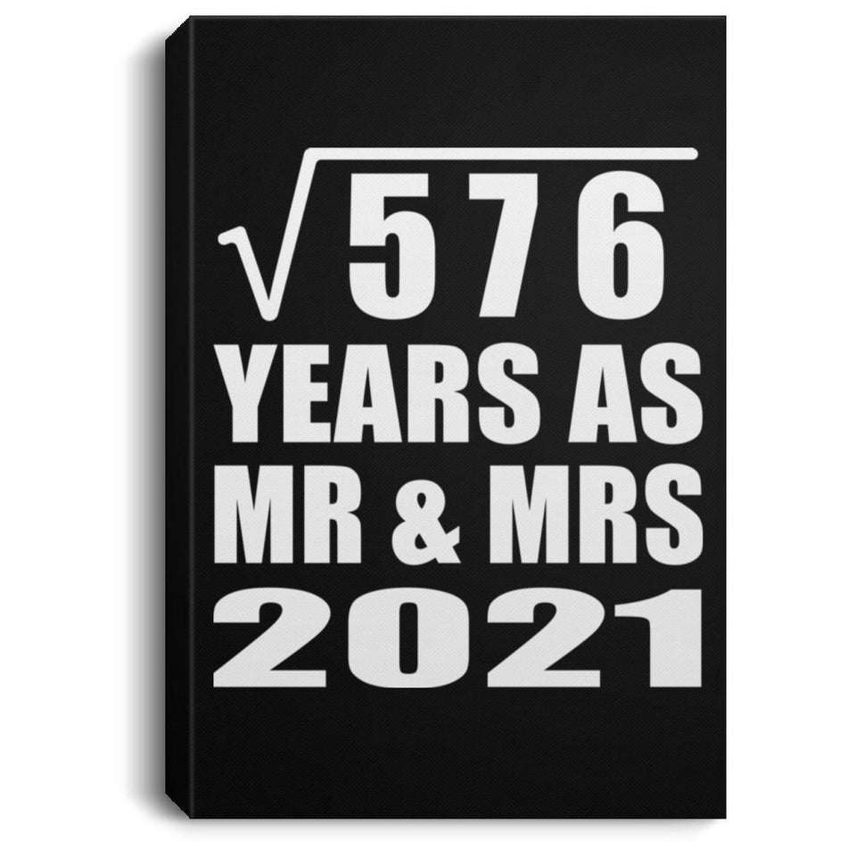 24th Anniversary Square Root of 576 Years As Mr & Mrs 2021 - Canvas Portrait