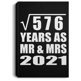 24th Anniversary Square Root of 576 Years As Mr & Mrs 2021 - Canvas Portrait