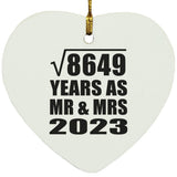 93rd Anniversary Square Root of 8649 Years As Mr & Mrs 2023 - Heart Ornament