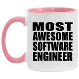 Most Awesome Software Engineer - 11oz Accent Mug Pink