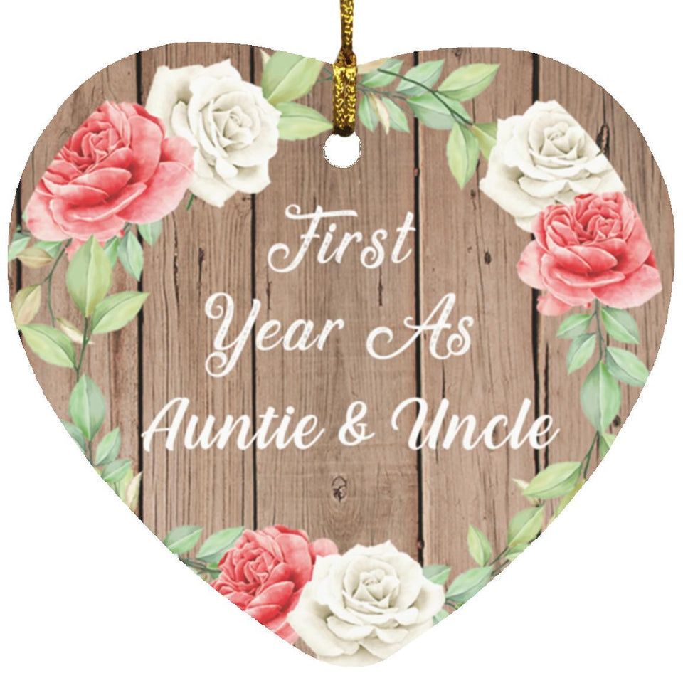 First Year As Auntie & Uncle - Heart Ornament B
