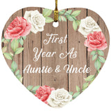 First Year As Auntie & Uncle - Heart Ornament B