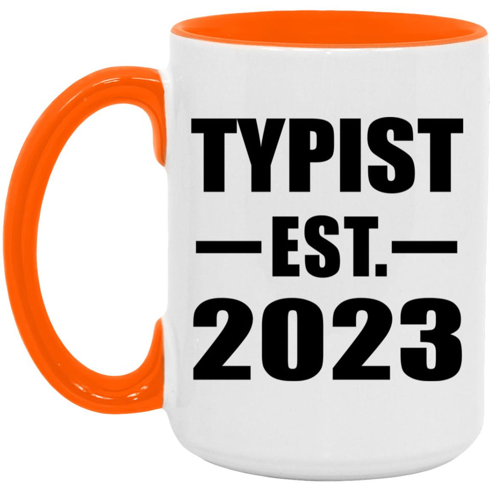Typist Established EST. 2023 - 15oz Accent Mug Orange