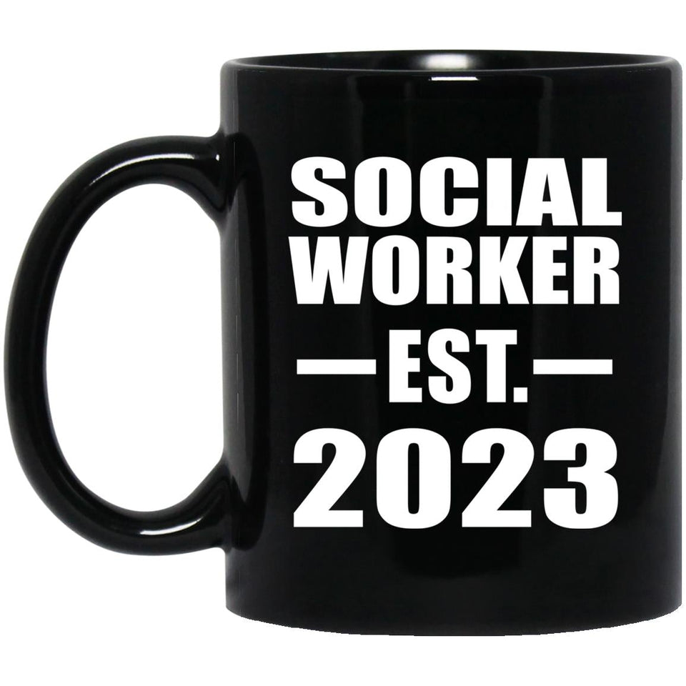 Social Worker Established EST. 2023 - 11oz Coffee Mug Black